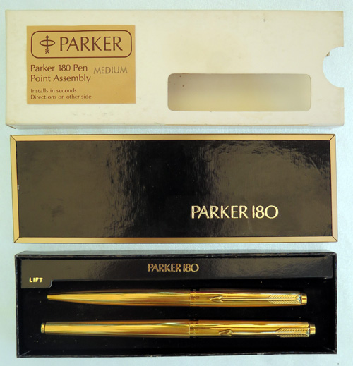 PARKER NEW OLD STOCK 180 FOUNTAIN PEN / BALLPOINT SET IN BOX